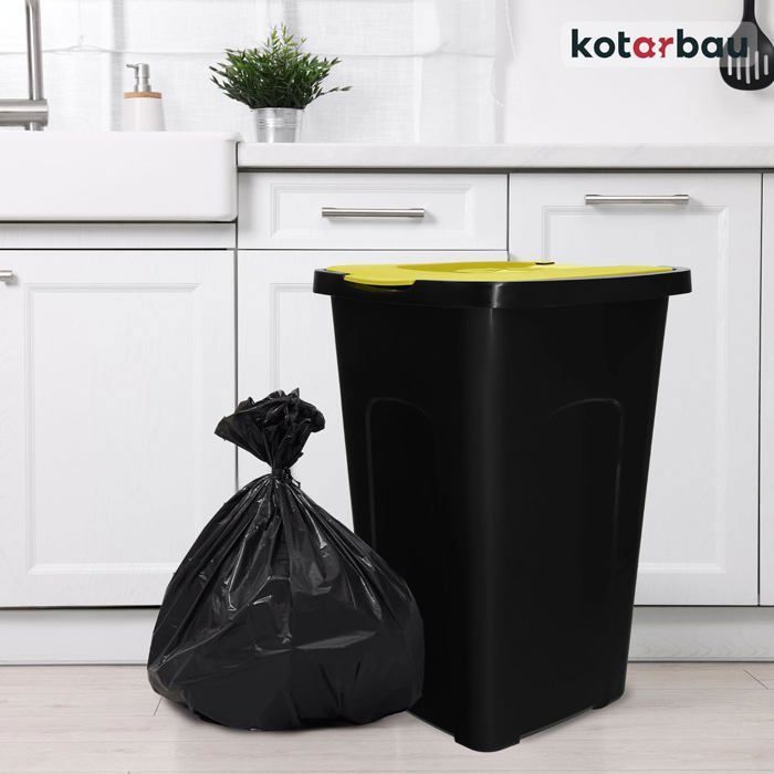 KOTARBAU® Poubelle Cuisine Tri Sélectif De 50 L Avec Couvercle En Polyéthylène - Jaune - Kotarbau