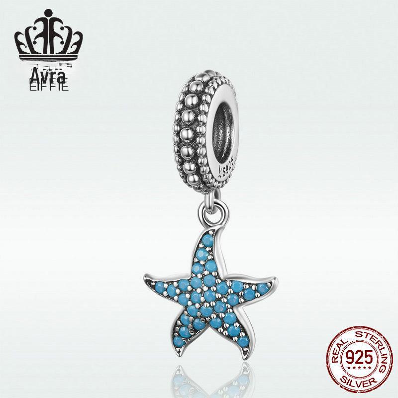2020 Sterling Silver Starfish Blue Charm Pendant for DIY Bracelets & Necklaces