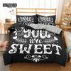 Love Words Bed Cover Kit Romantic Style Couple Sleep Bedding Kit Microfiber 3D Design Love Heart Comforter Cover Single Size Full Size Full Queen