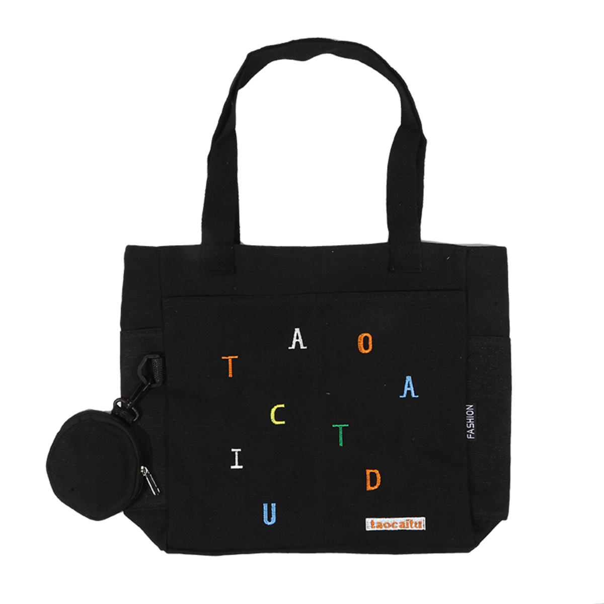 

Simplicity Canvas Composite Shoulder Bag Solid Color Versatile Lazy Style Crossbody Bag Large Capacity Commuter Handbag one size чёрный