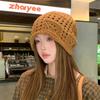 Women S Breathable Hollow Knitted Slouch Hat Solid Color Autumn Flattering Casual Fit