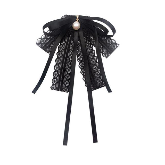 New Female Unisex Bow Tie Brooches For Women Pearl Crystal Pendant Collar Pin Shirt Clothes Necktie Bowknot Suit Accessories