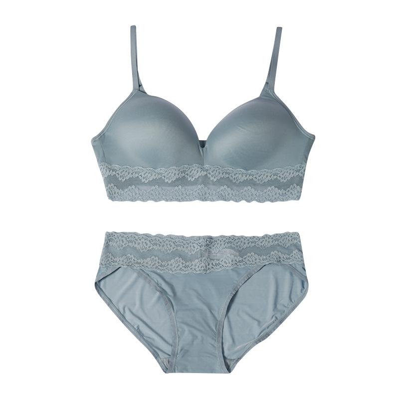 Women's Seamless Underwear Set for Small Chest Push-up Bra Without Underwire Comfortable and Breathable Lace Panties