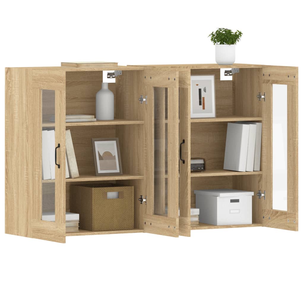 Wall Cabinets 2 pcs Sonoma Oak Wood Based Panel