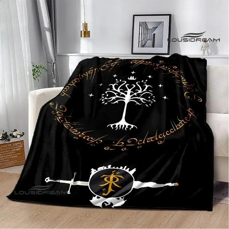 Coperta stampata L-Il Signore degli Anelli Coperte Calde in Flanella Morbida e Confortevole Coperta per Casa Viaggio fodere per letto Regalo di Compleanno