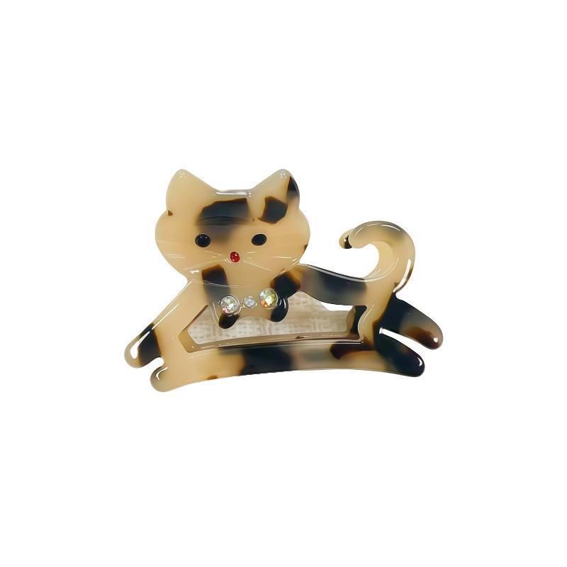 Korean Style Cute Cartoon Animal Acetate Rhinestone Cat Claw Hair Clip