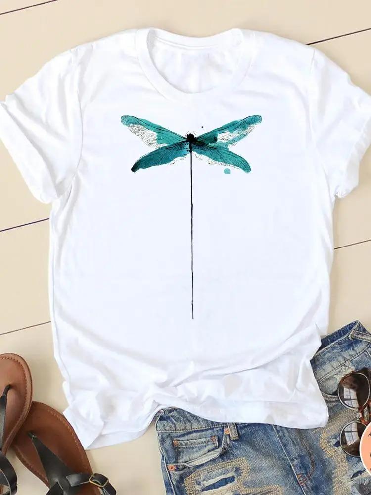 Watercolor Funny Printed T-Shirt Summer Trend White Short Sleeve Neck Casual Sports Aesthetic Clothes Harajuku Women's T Shirts