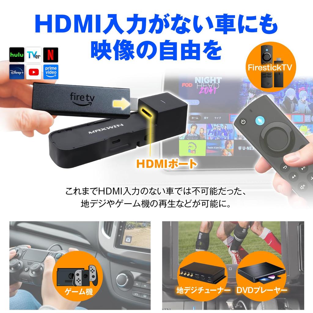 MAXWIN Fire TV Stick Car Adapter Display Audio HDMI Input