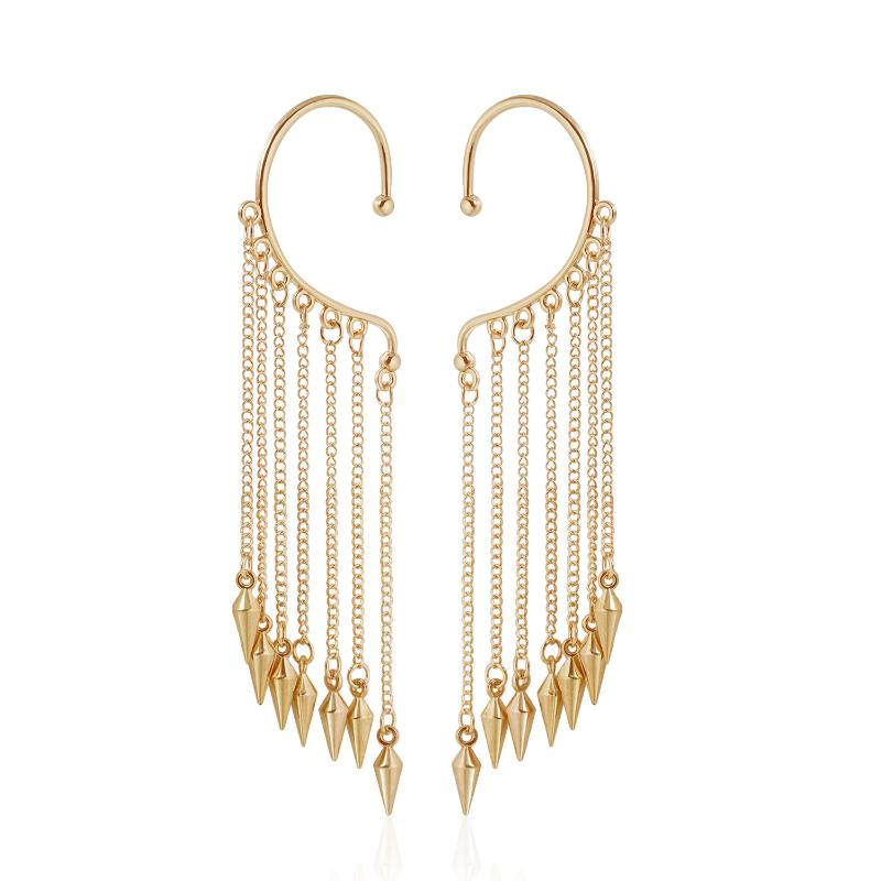 Non Pierced Metal Tassel Ear Hook Earrings 1Pair Without Ear Hole Elegant Fashion Jewelry for Women Work Attire