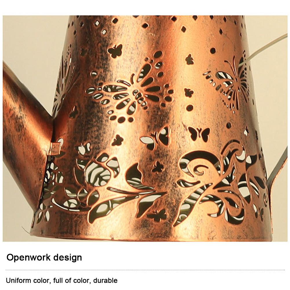 Retro Metal Kettle Light Waterproof Butterfly Solar Watering Can Solar Butterfly Garden Lights for Outdoor Garden Yard Decor