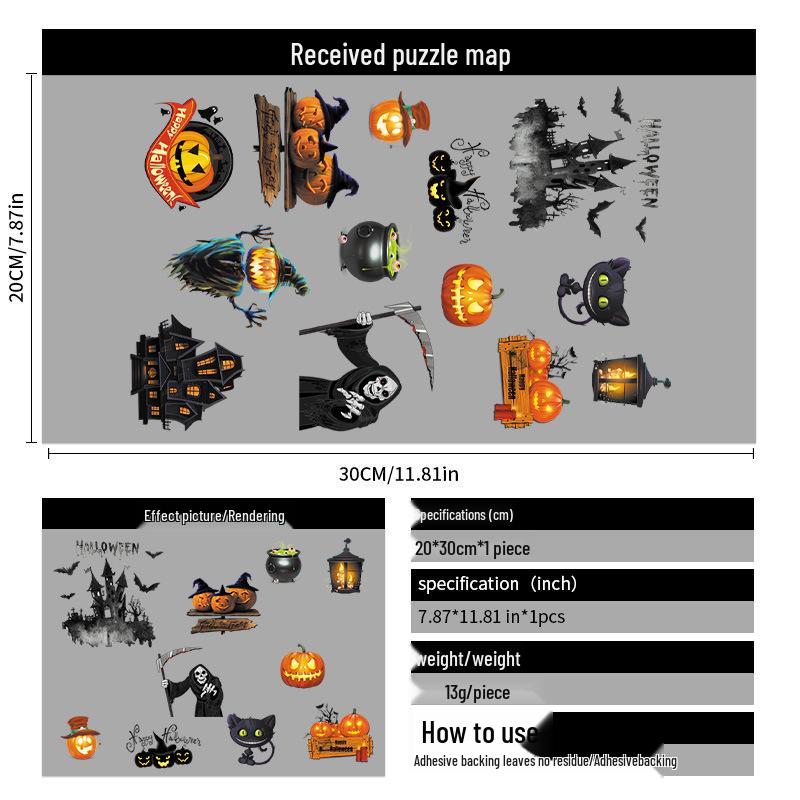 2025 Halloween Pumpkin & Witch Static Cling Wall & Window Stickers