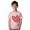 European sizes Fashionable Girls' T-Shirt with Large Heart Pattern | Eye-catching Pink Heart with silvery Outline, Ideal for Summer Casual Wear