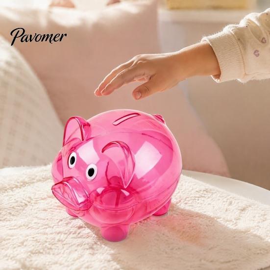 Plastik Sparschwein Unzerbrechlich für Kinder, Transparente Schweineform Bargeld Münz Geld Sparbehälter Bank, Kasten Kinderzimmer Schlafzimmer Dekor
