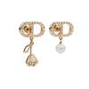 CD Lily Series Asymmetrical Design Resin Earrings Unisex Earrings Gold White E4677WOMCY_D319