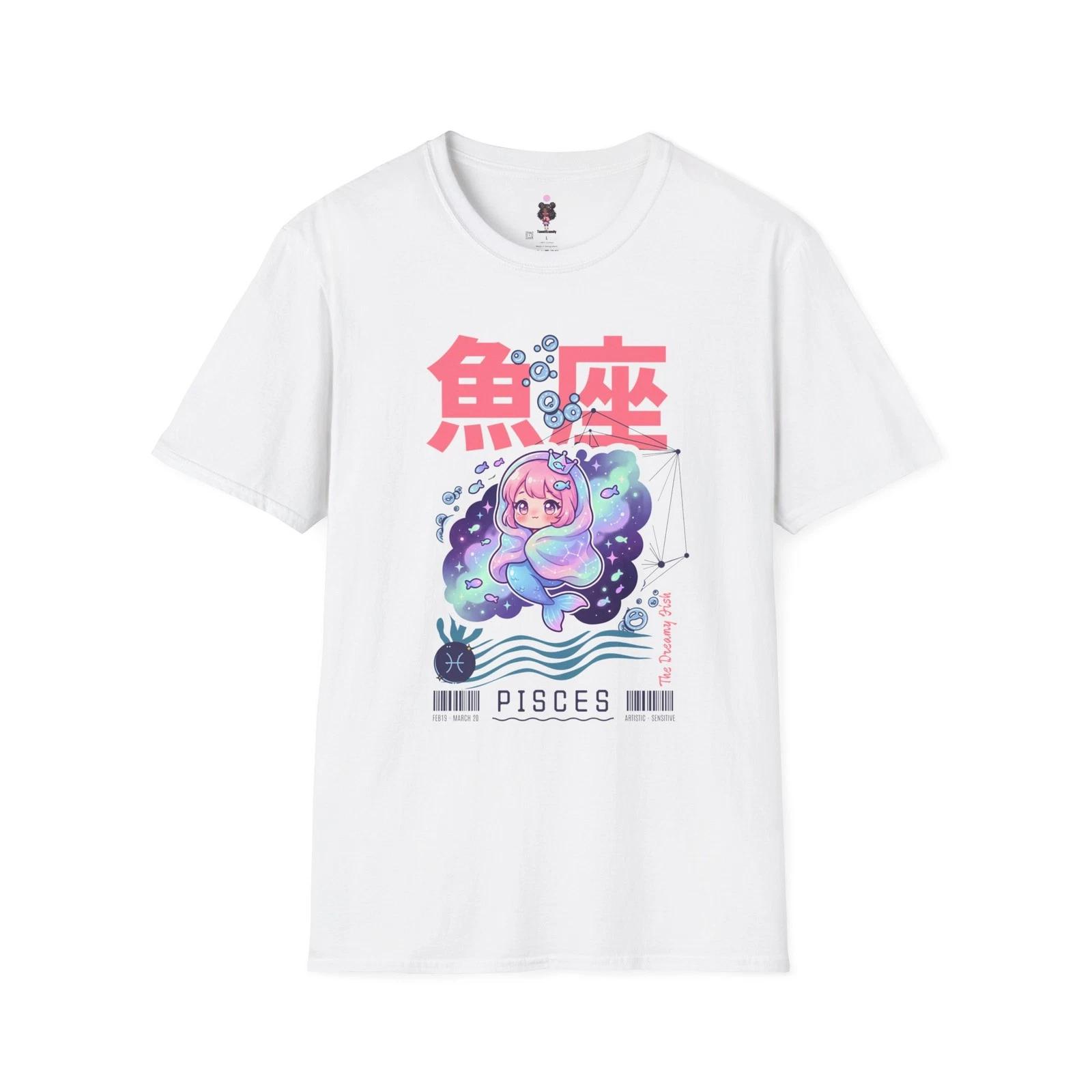 Pisces Anime Girl T-Shirt | Zodiac Pisces Shirt, Kawaii Astrological Design L