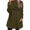 2023 Women's Loose Fit Double-Sided Fleece Crew Neck Sweatshirt with Letter Print and Pockets