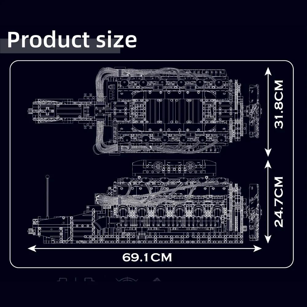 MOULD KING 10169 V12 Engine Model Building Block Kit Sports Car 3472PCS Motor Drive Puzzle Block Assembly Toys Christmas Gifts
