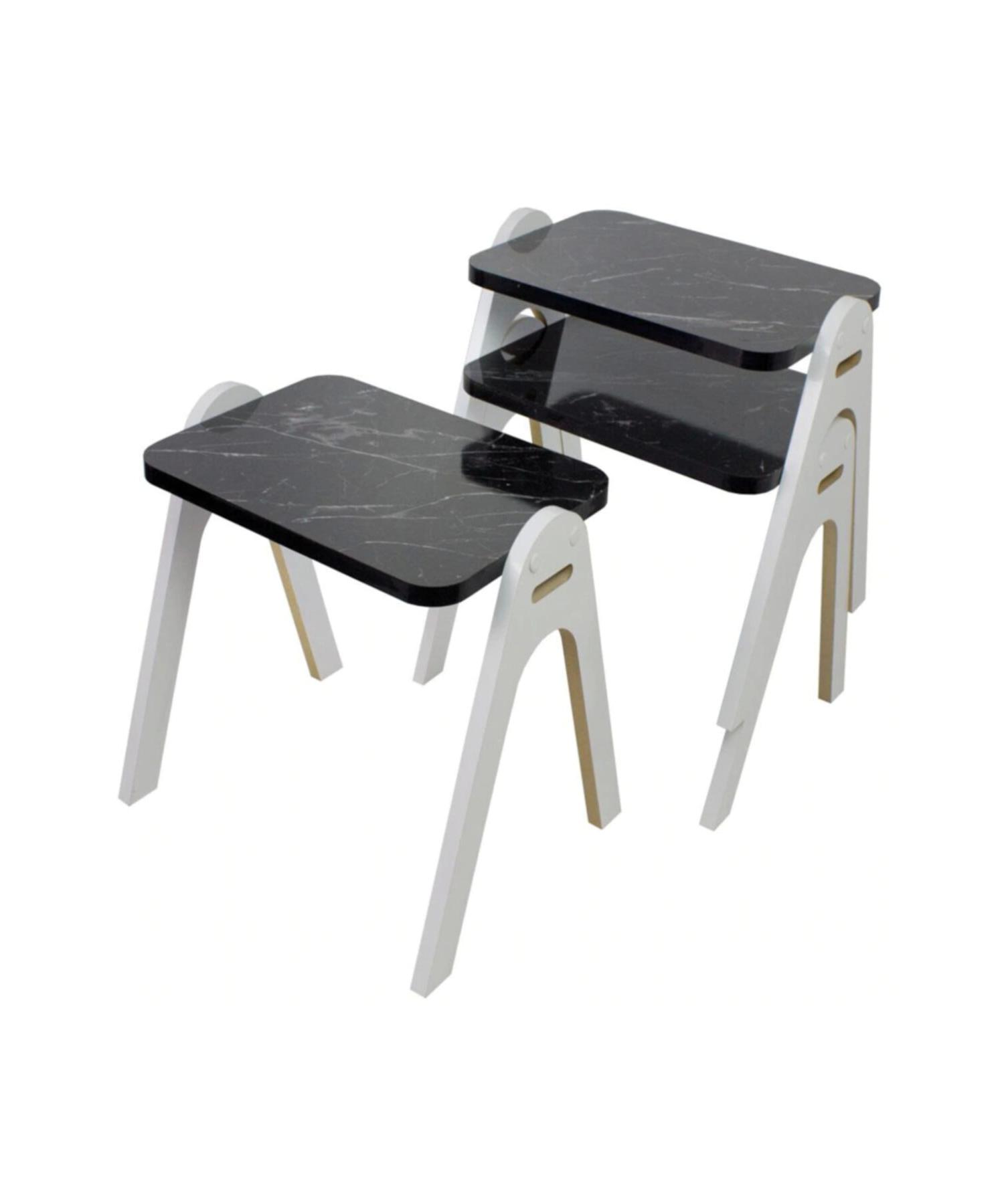 

Black Pearl Pattern Square Model Nesting Table