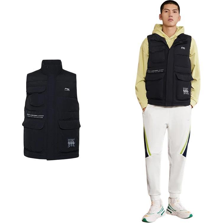 Li-Ning Logo Windproof Down Vest 'Black' Men's AMRR027-1