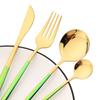 24Pcs Tableware Set Stainless Steel Dinnerware Knife Fork Spoon Dinner Flatware Kitchen Colorful Elegant Black Gold Cutlery Set