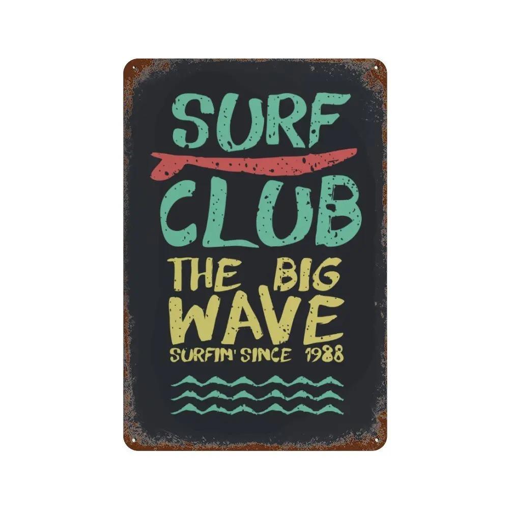 Vintage Metal Tin Signs Poster Hawaii Beach Party Poster Surfing Paradise for Beach Bar Cafe Club Home Room Wall Decor