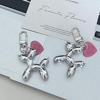 Korean Cute 3D Balloon Dog Keychain For Car Keys Phone Accessories Trendy Heart Keyring Women Handbag Bag Pendant Accessories