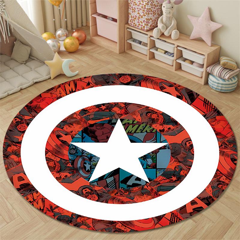 Cute Star Shield Target Red White Bedroom Rug, Red Cozy Style, Beautiful Accent for Dining Room and Kitchen with Joy with Style with Soft Hue