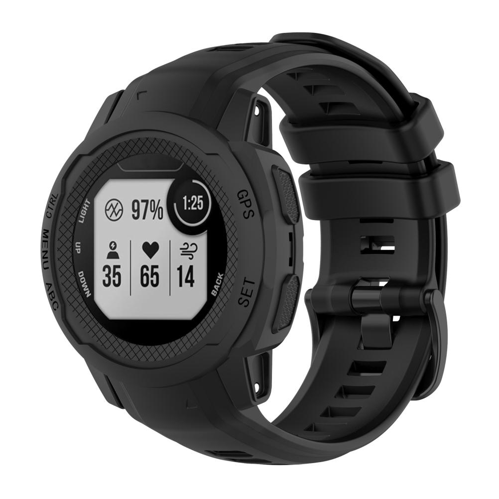 Replacement Straps Compatible for Garmin Instinct 2s Sports GPS Smartwatch Silicone Straps with Tools чёрный