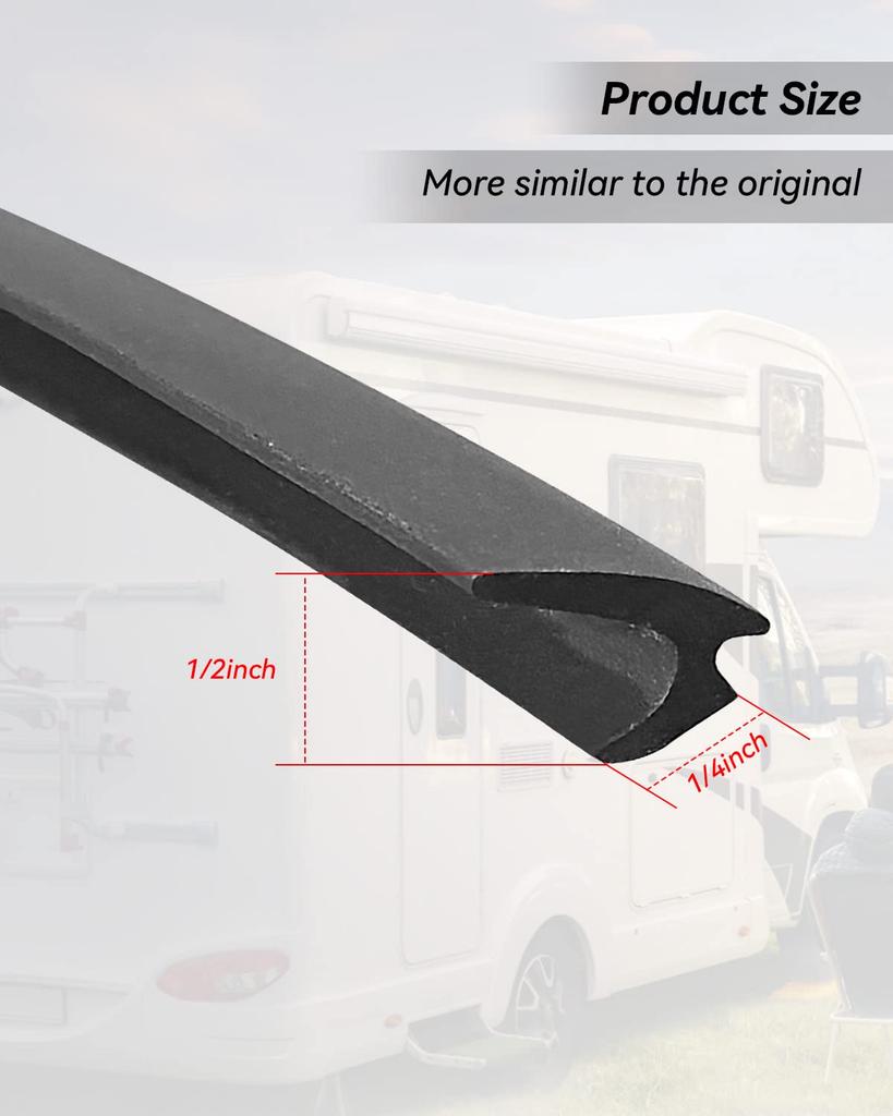 RV Window Rubber Seal Strip 1/2" x 1/4" for Boats RV Wind Wedge Weather