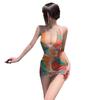 Deep U dew ditch smudge print hip skirt sex underwear summer sexy naked back dress
