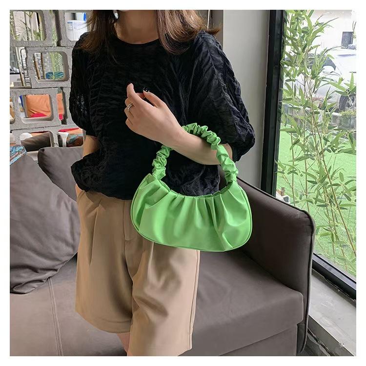 Korean One-Shoulder Pleated Dumpling Tote Bag