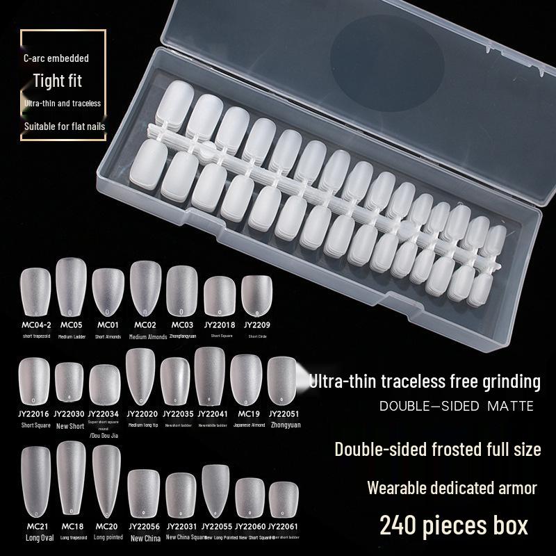 Dual-Use Seamless Transparent Frosted Nail Tips - Extendable Flat/Arc Design