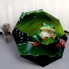 Frog under a for Lotus Leaf - An 8-ribbed, plastic handle, auto-open folding umbrella, portable, ideal for shopping, travel, and daily use.