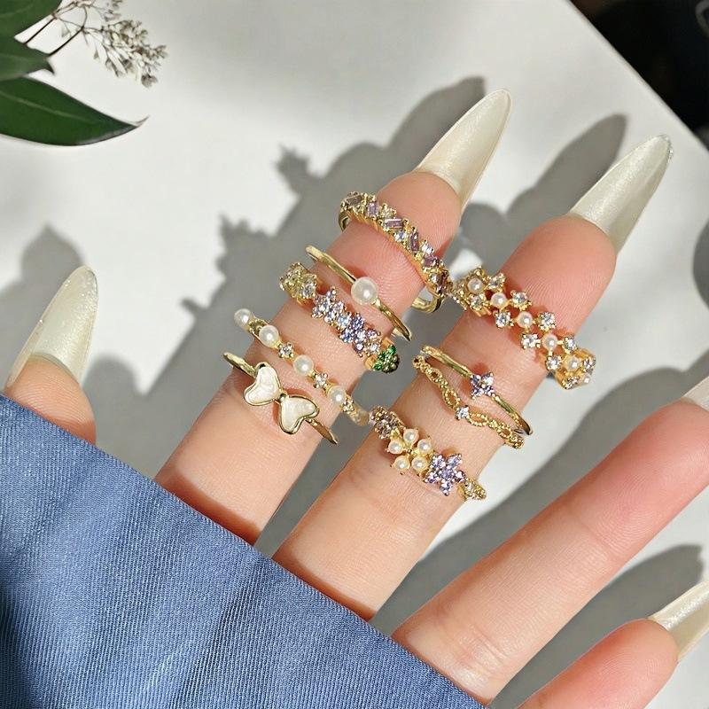 Niche Design Unique Flower Bow Student Party Opening Ring Fashion Light Luxury High Sense Ring Women