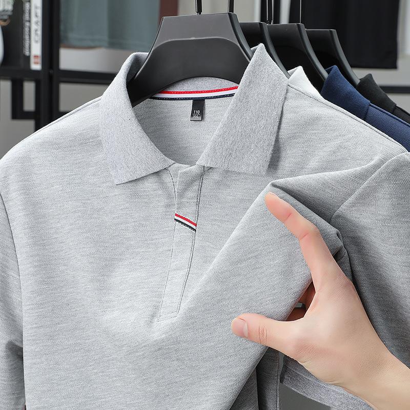 [Counter Quality] Machine Washable Mercerized Cotton High-End Solid Color Short-Sleeved Knitted Sweater T-Shirt Polo Shirt