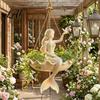 Garden Landscaping Accessories Fairy Ballet Dancer Mermaid Hanging Planter Resin Decorative Flower Pot with Metal Chain Hand Carved Planter Outdoor