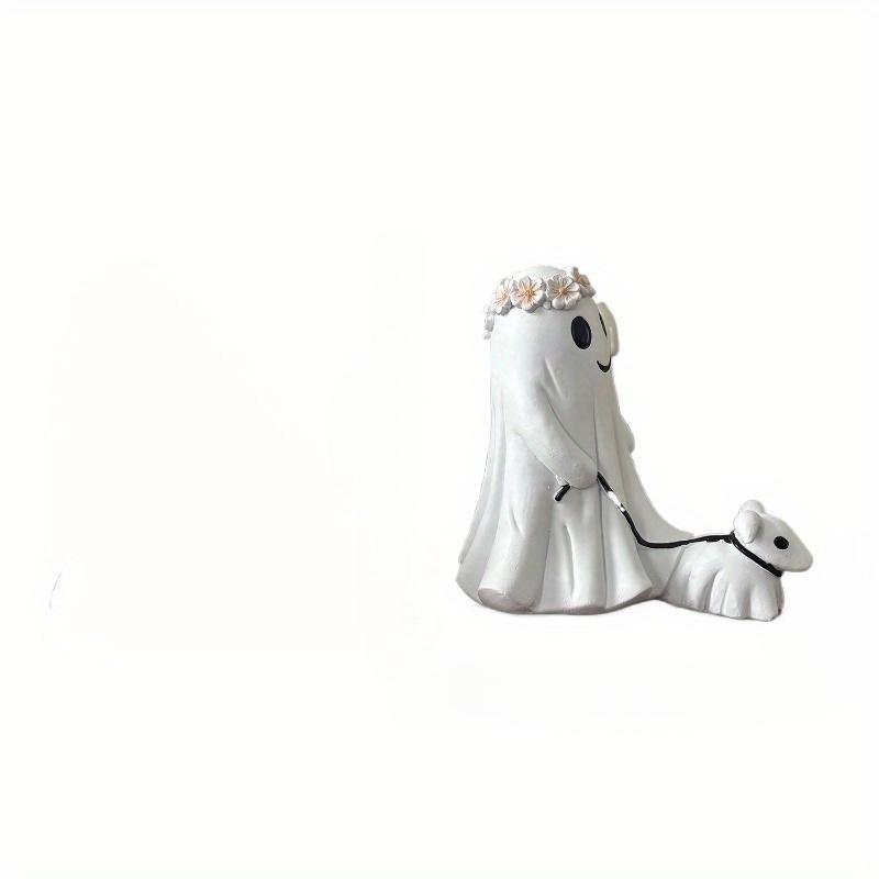 

Новый Хэллоуин Призрак Собака Выгул Украшение Орнамент Украшения Домашнего Двора Украшение Призрачный Ужас Искусство Girl Dog-7cm белый