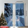 2pcs 2D Flat Printing Merry Christmas Popular Window Drapes Winter Snow Lane Lamppost Holiday Polyester Without Electricity