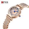 Oufanny Women's Retro Quartz Watch: Waterproof, Small Dial, Diamond Inlaid, Simple Design.