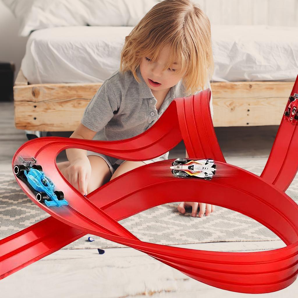 Carro de Corrida de Pista Macia Montado DIY Com Mecanismo de Puxar para Trás - Brinquedo Infantil