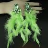 Hypoallergenically Feather Crystal Earrings Lightweight Alloy Long Drop Jewelry Ear Accessories for Women Gift