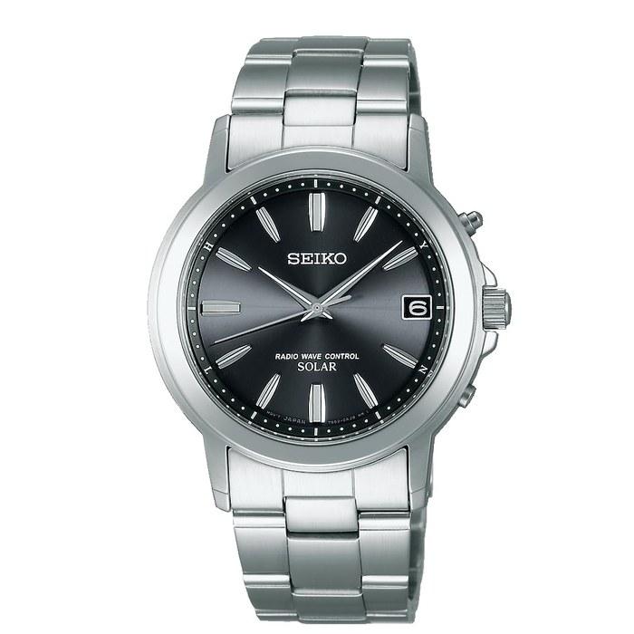 Seiko Selection SBTM169 Men's Watch, Solar Radio Sync, Date Calendar, Black/Silver