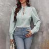 Women's Spring Casual V-Neck Tie Button Striped Long Sleeve Shirt