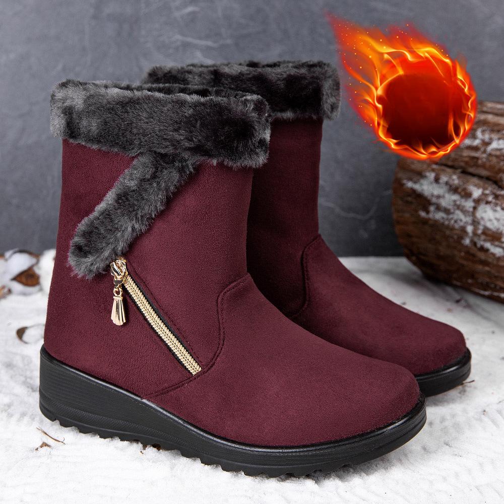 Zimowe ciepłe buty na śnieg Boczny łańcuszek Zamszowa skóra Rozmiar 43 Na niskim obcasie Przypadkowe buty damskie
