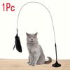 Interactive Cat Teaser Wand with Suction Cup and Colorful Feathers - Fun Cat Toy for Indoor Play