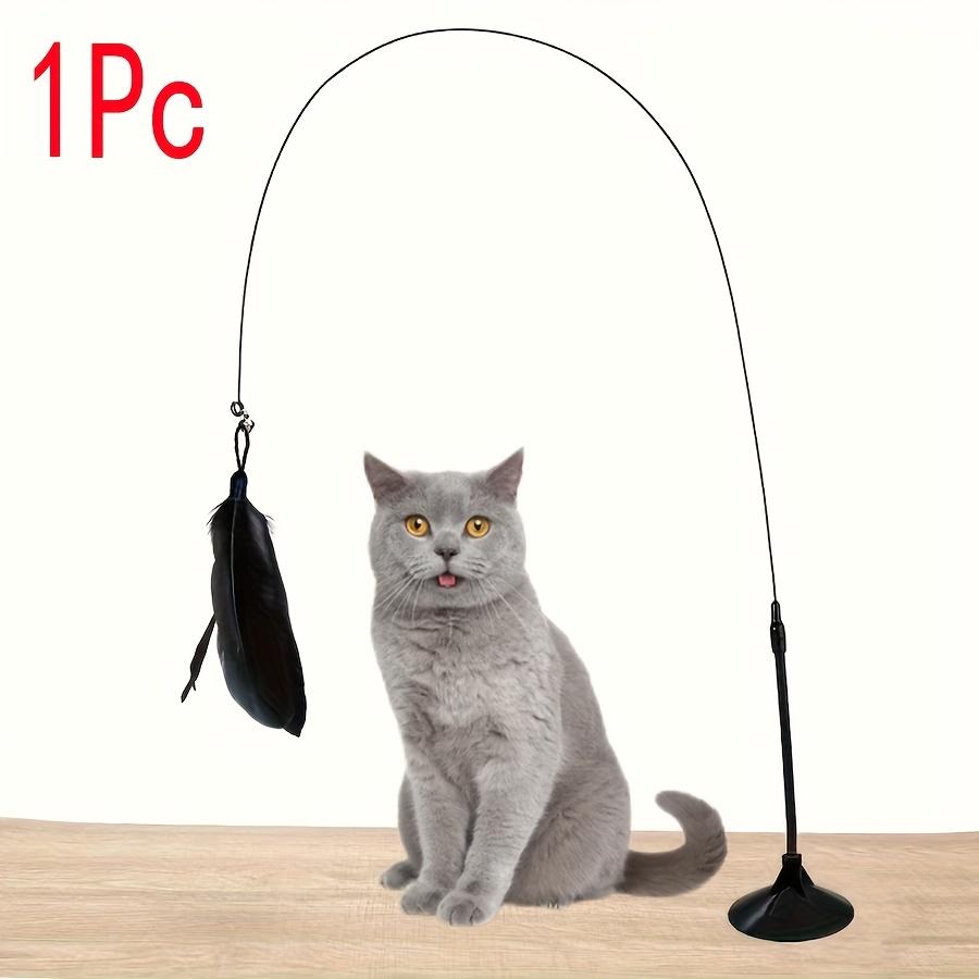 Interactive Cat Teaser Wand with Suction Cup and Colorful Feathers - Fun Cat Toy for Indoor Play