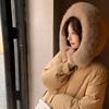 Fox fur collar medium and long down jacket women's winter fashion thickened stand-up collar design sense pocket zipper to keep warm