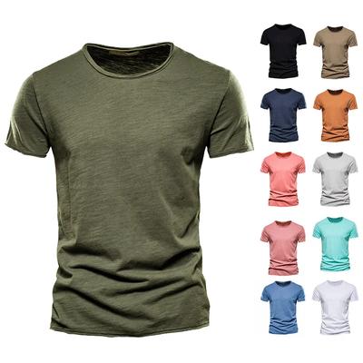 T-shirt Homme 100% Coton de Qualité Coupe Mode Design Coupe Slim Couleur Unie Hauts T-shirts Brésil Manches Courtes T-shirt Pour Homme