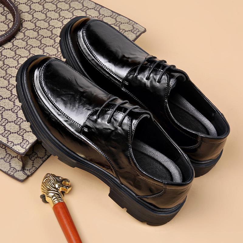 Men's Leather Shoes Commuter Shoes Hand Scratch First Layer Cowhide Business Leather Shoes Dress Casual Men's Shoes Trend