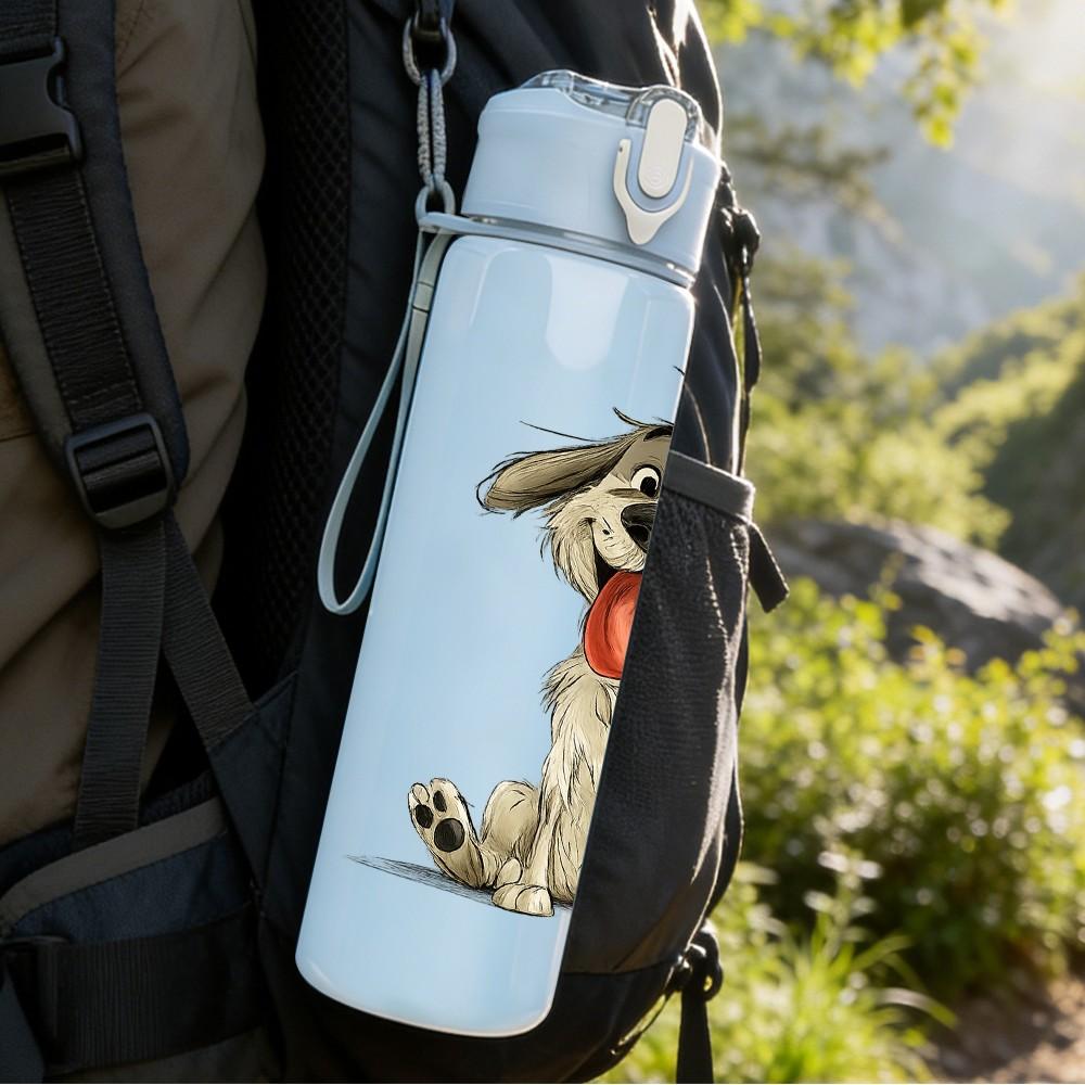 1PC Long Ear Hound Dog Cute Portrait Print 750ml Color Plastic Sports Water Bottle Leakproof Flip Straw Lid Suitable for Sports Office Home Use